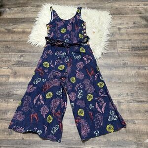 Modcloth Blue and Pink Floral One Piece Garden Jumpsuit